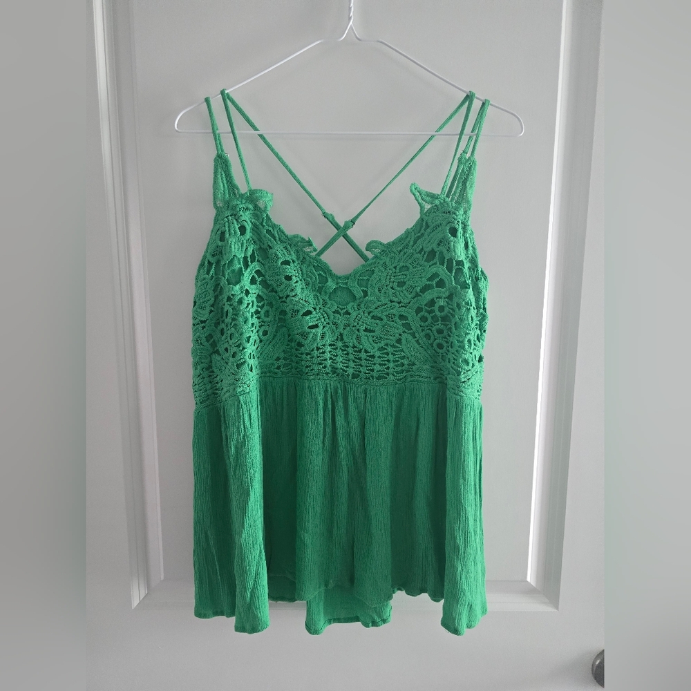 Blakely Kelly Green Lace Camisole Tank Top